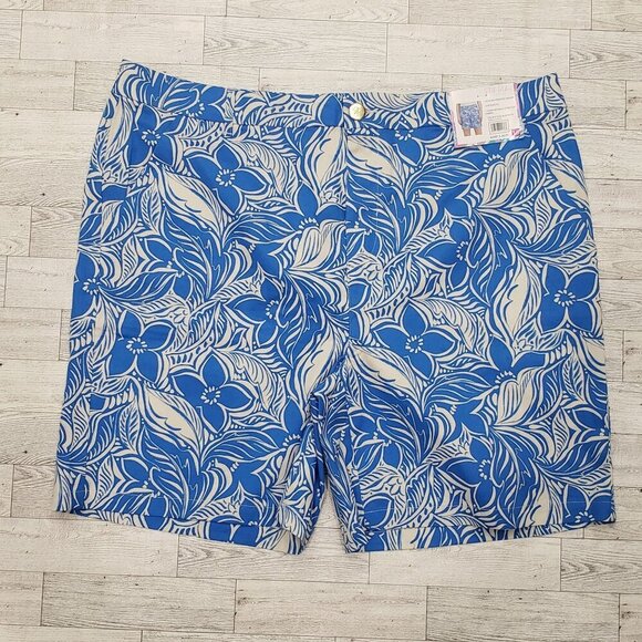 Stella Parker Shorts Activewear Golf Stretch Tropical Print Blue Womens 16 NWT - Picture 3 of 14